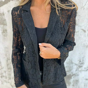 Blazer Floral de Renda e Malha