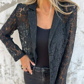 Blazer Floral de Renda e Malha